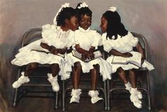 FIRST SUNDAY Art Black Love, Girl Hood, Apt Decor, First Sunday, Three Girls, Afrocentric Art, Black Art Painting, Natural Art, Black Artwork