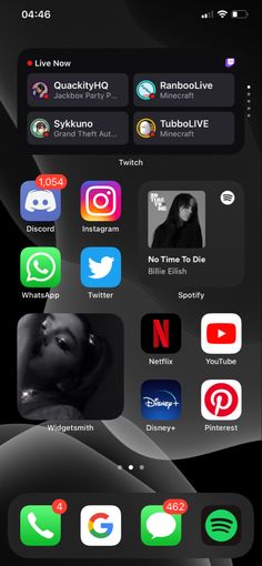 an iphone screen with several different icons on the phone and in front of it is a black background