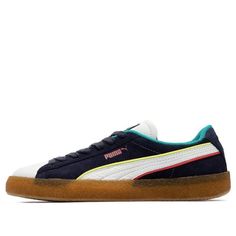 PUMA Suede Crepe Stb 'Black Brown White' 388149-01 (SNKR/Skate/Light/Casual/Unisex/Low Top) Sporty Navy Sneakers For Skateboarding, Navy Sporty Skate Shoes For Streetwear, Navy Casual Sneakers For Skateboarding, Casual Navy Sneakers With Rubber Waffle Outsoles, Navy Casual Skate Shoes For Streetwear, Casual Navy Skate Shoes For Streetwear, Puma Suede, Casual Friday, Skate Shoes