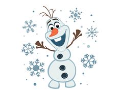 a cartoon character with snowflakes on it's head and arms, smiling