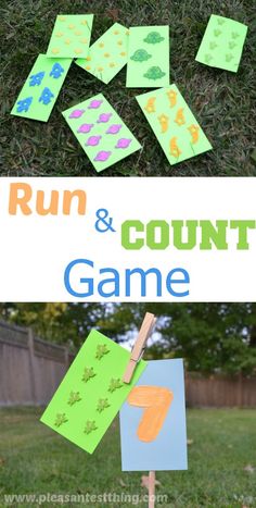 an easy and fun game for kids to play on the grass with numbers, letters and shapes