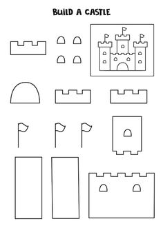 castle coloring pages to print and color for kids, with instructions on how to draw the castle