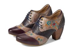 L'Artiste by Spring Step Adelvice-Fleur - Women's Shoes : Dark Plum Multi : Please note that due to the unique hand-painted design of L'Artiste by Spring Step footwear, the exact design may vary from piece to piece. Praise your feminine flair with the charming and elegant touch of the L'Artiste by Spring Step Adelvice-Fleur Heeled Booties. Showcasing a premium leather upper with hand-painted floral pattern, the shoes speak of high-grade quality and meticulous craftsmanship. The almond toe silhou L'artiste By Spring Step, Shoe Image, Oxford Boots, All About Shoes, Women Oxford Shoes, Leather Shoes Woman, Leather Pumps, Womens Oxfords, Comfortable Shoes