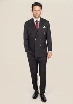 Waverly Black Pinstripe Suit - SARTORO Elegant Tailored Pinstripe Three-piece Suit, Luxury Fitted Pinstripe Three-piece Suit, Classic Pinstripe Wool Suits, Luxury Pinstripe Semi-formal Suits, Tailored Pinstripe Single-breasted Suit, Black Pinstripe Suit, Suit Guide, Custom Made Suits, Vest And Tie