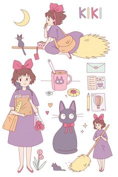 Anak Haiwan, Kiki Delivery, Ghibli Artwork, Desen Anime, Kiki's Delivery Service, Studio Ghibli Movies, Studio Ghibli Art