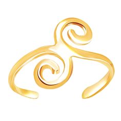 14K Yellow Gold Swirl Design Cuff Style Adjustable Toe Ring - JewelryAffairs  - 1 Gold Toe Rings, Gold Cushions, Toe Ring, Swirl Design, 14k White Gold Ring, Toe Rings, Unique Engagement Rings, White Topaz, Vintage Engagement Rings