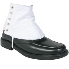 Take a step back in history with a pair of White Spats! The easy accessory is a quick way to jazz up any formal footwear for a 1920s Halloween costume. Soft white felt shapes the spats, while decorative silver studs add a subtle shine. A hook-and-loop fastener secures the spats around ankles, and elastic cord loops under shoes to keep the accessory in place wherever you step. Carnaval Diy, Gangster Costume, Gangster Costumes, 1920s Costume, Wealthy Men, White Shoe, Costume Store, Costume Shoes, Shoe Covers