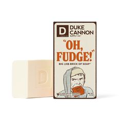 Helping dad change a flat tire on the side of the road on a cold winter night is no one's idea of a good time. So, when things went sideways, young Duke Cannon let some colorful language fly before getting back to business. With delicious notes of cocoa and spice, this holiday soap made the inevitable punishment worth it. Helping dad change a flat tire on the side of the road on a cold winter night is no one's idea of a good time. So, when things went sideways, young Duke Cannon let some colorfu Duke Cannon, Custom Floating Shelves, Oh Fudge, Holiday Soap, Fudge Bars, Cocoa Chocolate, Aluminum Free Deodorant, Holiday Gift Sets, Christmas Gift For Dad