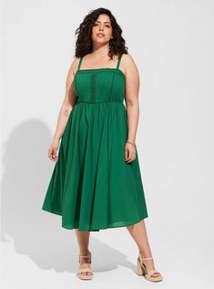 Midi Voile Pleated Bodice SundressPlus Size Midi Voile Pleated Bodice Sundress, GREEN JACKET Plus Size Vacation Outfits, Green Flowy Dress, Plus Size Resort Wear, Sundress Dress, Pleated Bodice, Torrid Dresses, Flowy Dress, Orange Dress, Green Jacket