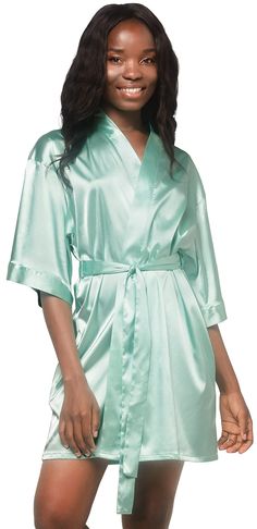 PRICES MAY VARY. Machine wash cool, separately. Non-chlorine bleach. Tumble dry low. CHIC AND ALWAYS IN STYLE: This satin robe is a must-have for brides. Wear it as you prepare for your wedding, then keep it as an enduring memento you can wear time and time again. It is great as bathrobe, loungewear, dressing gown, and it will keep you relaxed and comfortable at home. Enjoy a great selection of trendy colors and feel sexy and elegant. PREMIUM QUALITY: Slip into our silky smooth premium womenÕs s Bridesmaids Robe, Ceremonial Clothing, Bridal Kimono, Robes For Women, Casual Kimono, Women Bride, Kimono Robes, Satin Kimono, Satin Short