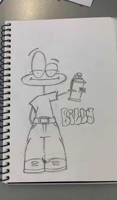 a drawing of a cartoon character holding a coffee cup with the word boss on it