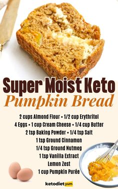 an advertisement for a pumpkin bread recipe