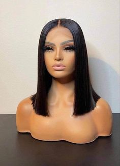 Ready to Ship 100% unprocessed SDD Bone straight, human hair. high-density, plump and thick, 2x6 closure lace real human hair wig.  ~A natural color lace wig is human hair, chemical-free. It can be bleached, straightened, and curled dyed according to your preferences. ~Average hair size (14, inches ) and medium Swiss lace color, adjustable straps make the wig versatile, flexible and comfortable, comfortable for everyday use Bob Wig, Human Hair Wig, Real Human Hair, Hair Wig, Lace Front, Human Hair, Wigs, Human, Lace