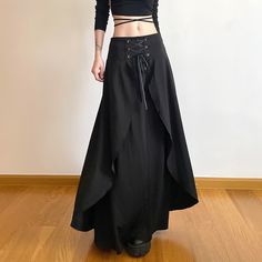 Gothic Punk Layered Maxi Skirt - Vedlit Goth Skirt, High Waisted Maxi Skirt, Nature Dress, Vintage Goth, Women Streetwear, Vintage Preppy, Skirt Y2k, Irregular Hem, Y2k Outfits