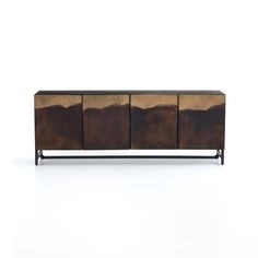 the sideboard is made out of wood and has four compartments on each side, one with