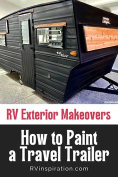 Truck Camper Remodel Exterior, Painting A Camper Exterior Glamping, Exterior Rv Makeover, How To Paint Rv Exterior, Diy Camper Painting Exterior, Rv Remodel Exterior Paint, Cute Rv Exterior, Painting Outside Of Camper, Painting Outside Of Rv