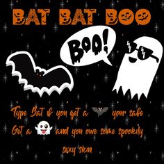 an image of bat boo and ghost saying it's halloween