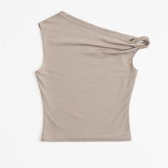 Modal Blend Collection Size Medium Color: Light Brown Taupe Fitted Sleeveless Top, Fitted Taupe Sleeveless Top, Fitted Sleeveless Taupe Top, Taupe Stretch Tops For Summer, Stretch Taupe Tops For Summer, Taupe Sleeveless Tops For Spring, Black Halter Top, Poplin Top, Twist Top