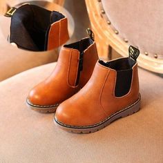 Non-Slip Ankle Boots - Momorii Kids Leather Boots, Gentleman Mode, Kids Ankle Boots, Boots 2020, Kids Snow Boots, Botas Chelsea, Short Leather Boots, Fashionable Snow Boots, Shoes Brown