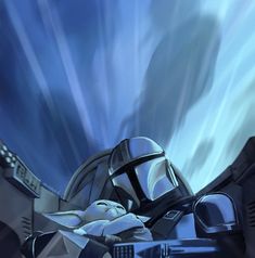 the clone trooper is riding on his vehicle in star wars ii, with another character behind him