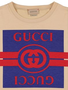 Crewneck . Short sleeves. Printed front panel Jersey T Shirt, Kids Boys, Short Sleeves, Crew Neck, Gucci, Cream, T Shirt