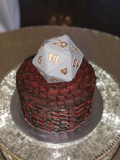 a cake that has some kind of dice on it