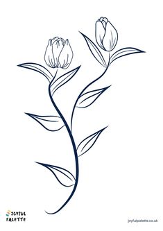 two tulips on a white background with the words, love is in the air