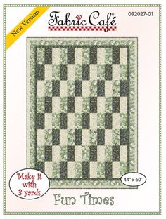 the pattern for fabric cafe's pup times quilt is shown in green and white