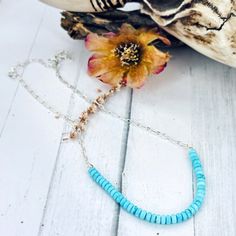 Unleash your unique style with our Chained to the Rhythm Necklace. This playful piece features a paper clip chain adorned with rondell turquoise beads, adding a pop of color and texture. Available in 18" sterling silver or gold filled, it's the perfect addition to any outfit. Go ahead, break the chains and make a statement! ▪ Grab the matching sterling silver bracelet here: https://writteninthestones.com/products/chained-to-the-rhythm-bracelet ▪ 18" sterling silver or gold filled chain (can be hooked to make the chain shorter) ▪ White Water Turquoise Everyday Turquoise Necklace With Adjustable Chain, Everyday Turquoise Jewelry With Adjustable Chain, Turquoise Single Strand Beaded Necklace For Everyday, Everyday Turquoise Single Strand Beaded Necklaces, Turquoise Single Strand Necklace For Everyday, Everyday Sterling Silver Beaded Necklaces, Chained To The Rhythm, Custom Wedding Band, Nugget Necklace