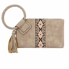 Aztec Tapestry Wristlet Clutch Bag Stone Tan Size: 10.5" * 1" * 6.1" Handle Drop 5.5" Zip Top Closure 100% Vegan: Stone Tan Color Aztec Tapestry Accent Beige Rectangular Clutch With Wrist Strap, Adjustable Beige Rectangular Wristlet, Beige Rectangular Wristlet With Wrist Strap, Navy Clutch, Michael Kors Clutch, Suede Clutch, Maroon Leather, Canvas Clutch, Bridal Clutch