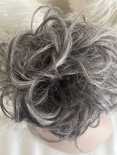 This Tillstyle salt and pepper grey with white hair creamy white ends messy hair bun curly scrunchie has an elastic band to put on hair and restyle your hair in minutes. High quality synthetic hair looks real hai Has an elastic band to easily put on your hair. Hair style for women in minutes Can be used for thinning crown and thinning hair. Boosts self confidence with a chic hairstyle. This messy bun updo is light weight and comfortable. This short hair ir medium hair bun scrunchie is beautiful. Long Gray Hair Over 50 Wedding Guest, Very Small Bun Hair Piece, Grey Short Hair, Party Updo, Updo Casual, Curly Hair Bun, Bun Extensions, Messy Bun Updo, Grey Hair Pieces