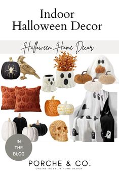 halloween home decor with pumpkins and ghost decorations