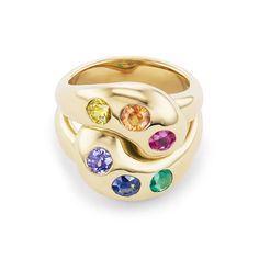 Knot Ring with Rainbow Rounds – Brent Neale Luxury Multi-stone Gemstones In 14k Gold, Formal Multicolor Round Cut Rings, Luxury Multi-stone Yellow Gold Gemstones, Heirloom Multi-stone Yellow Gold Gemstones, Multicolor Heirloom Rings For Formal Occasions, Classic Yellow Gold Multi-stone Gemstones, Classic Multi-stone Yellow Gold Gemstones, Luxury Yellow Gold Multi-stone Jewelry, Heirloom Multicolor Rings For Formal Occasions