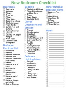 the living room essentials checklist is shown in this printable list for families