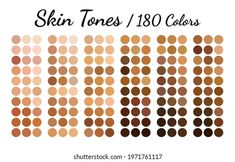 the skin tones in different shades and sizes are shown on a white background with text