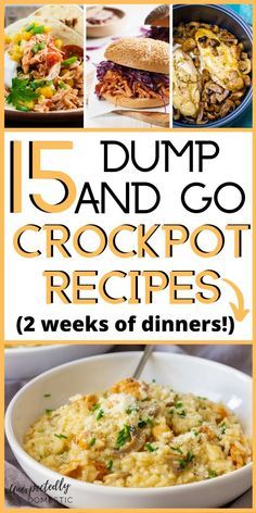 the cover of 15 dump and go crockpot recipes