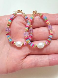 14k Solid Yellow, White or Rose Gold Multi Rainbow Shell and Pearl Bead Earrings_0 Pearl Bead Earrings, Rainbow Pearl, Solid Gold Bracelet, Ball Stud Earrings, Gems Bracelet, Solid Gold Necklace, Matching Bracelet, Cute Bracelets, Sales Tax