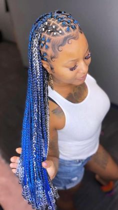 Blue Braids, Weave Hairstyles Braided, Big Box Braids Hairstyles, Braids Hairstyles Pictures, Braided Cornrow Hairstyles