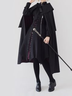 Gothic and elegant long cloak.  Attention: This price includes a cloak only, others are exclusive.  Length: 115 cm. Royal Vampire, Cloak Outfit, Cloak Black, Vampire Vibes, Long Cloak, Festival Must Haves, Kawaii Hoodies, Woman In Suit, Cape Designs