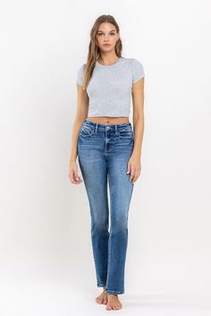 These classic jeans will be your go-to all year long. With a super stretchy fit, these jeans will feel as comfortable as leggings! The full length with finished hem makes them versatile to wear all year long.. You don't want to miss out on these! High Rise 10" Slim Straight Leg Opening 14.5" Full Length 32" Inseam Whiskering detail Comfort Stretch Finished Hem 70%Cotton/27%Polyester/2%Viscose/1%Spandex Machine wash cold inside out Medium blue finish Size Down for a Truer Fit Sizes: 24(0), 25(1), Classic Jeans, Slim Straight Jeans, To Miss, Medium Blue, Straight Jeans, Full Length, Inside Out, Straight Leg, High Rise