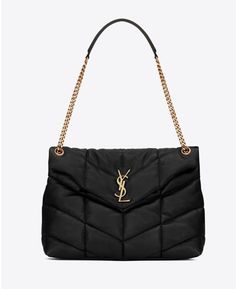 Ysl Puffer, Saint Laurent Bags, Beige Bag, Yves Saint Laurent Bags, Saint Laurent Bag, Cute Bags, Bags Designer Fashion, Leather Chain, Chain Bags