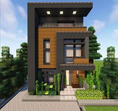 this is an image of a modern house in minecraft