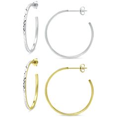 in stock Anniversary Hammered Hoop Earrings, Hammered Hoop Jewelry, Medium Hoop Earrings, Jewelry Repair, Silver Hoops, Online Jewelry, Earring Set, Two Tone, Jewelry Watches