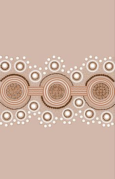 an abstract design with circles and dots on a beige background, in shades of brown and white