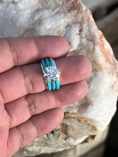 Achieve a spectacular look with our unique "Say Yes" engagement ring. Boasting a 10mm round-cut Moissanite and Campitos turquoise ensconced in .925 sterling silver. Kids Earrings, Western Jewelry, Say Yes, Barbie Girl, Native American Jewelry, Earring Necklace, Vintage Watches, Vintage Necklace, Round Cut