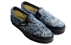 (82110)FDMTL x Vans Vault Slip-on LX VN0A45JK5WP Vans Collection, Vans Vault, Indigo Fabric, Patchwork Denim, Action Sports, Silhouette Crafts, Latest Sneakers, Denim Patchwork, Best Sneakers