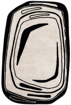 a black and white rug with lines on it