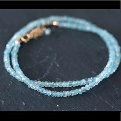 Aquamarine: Truth, Expression, Confidence, Communication D E T A I L S Handmade In Usa Aquamarine 3.5mm Faceted Cut 14k Gold Filled Extender And Beads (Perfect Fit!) Gemstones Are 100% Genuine L E N G T H Fits 16"+ 2” Inches Extender Chain March Birthstone Aquamarine Properties: Cooling, Soothing, Enhancement Of Clear Communication Chakras: Throat (5th), Heart (4th) Element: Water Physical: Helps With Sore Throat And Throat Conditions, Inflammatory Illnesses Emotional: Good For Calming Anger, Re Single Strand Aquamarine Jewelry Gift, Sapphire Rondelle Jewelry Gift, Sapphire Rondelle Jewelry For Gift, Dainty Blue Rondelle Jewelry, Elegant Hand-strung Aquamarine Jewelry, Sapphire Rondelle Gemstone Jewelry, Blue Aquamarine Single Strand Jewelry, Aquamarine Rondelle Jewelry As A Gift, Aquamarine Rondelle Jewelry For Gift