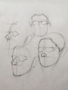 three different faces are shown in this drawing