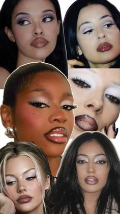 a collage of women with different makeup looks